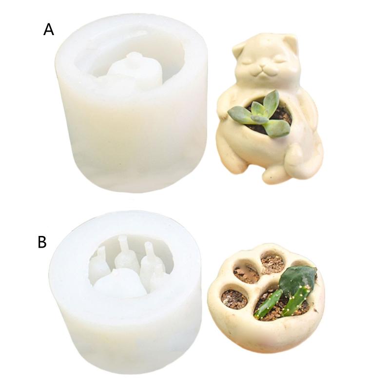 Mini Cats Paw Cats Silicone Resin Molds Jewelry Containers Mold for Making Succulent Plants Flower Pot Candle Hold