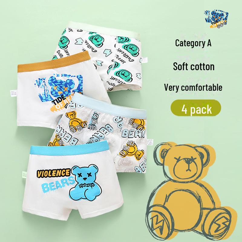 New Boys' Pure Cotton Boxer Shorts for Toddlers, Ages 2+