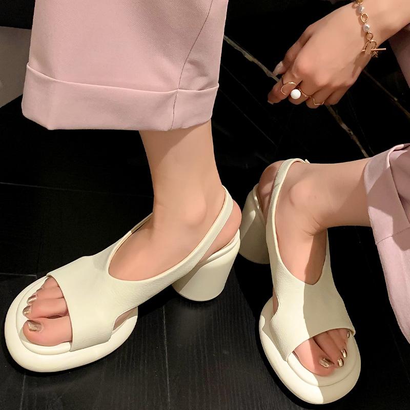 Rimocy Hollow Out High Heels Gladiator Sandals Women  Summer Slingbacks Plaform Sandals Woman Thick Heeled Party Shoes Mujer