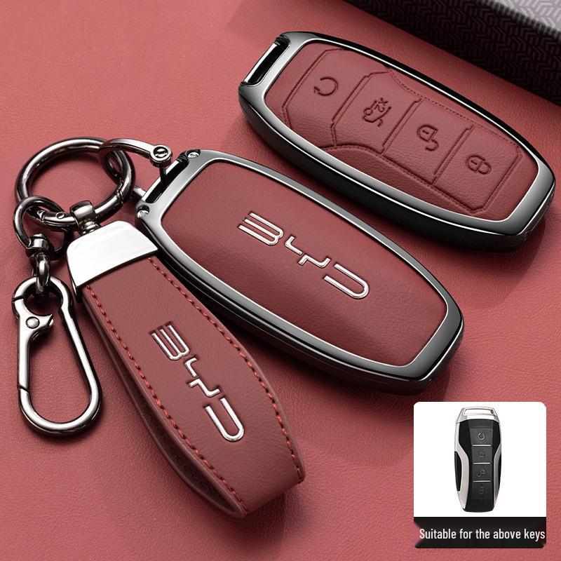 Premium Car Key Bag with Buckle for BYD Han, Qin Plus, Song Pro, Tang, Dolphin, and E9