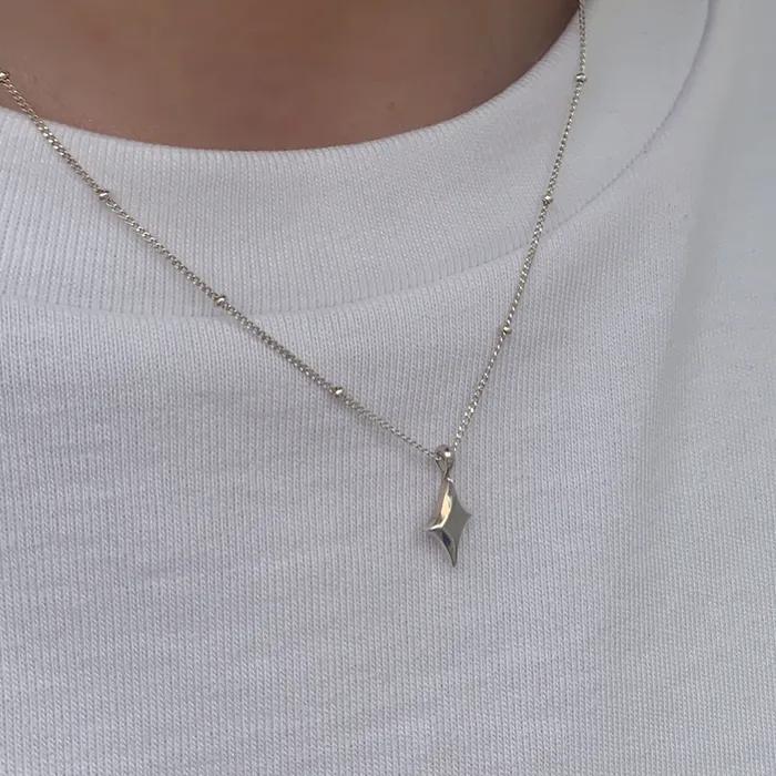 Silver Simple Star Pendant Necklace_mvn03