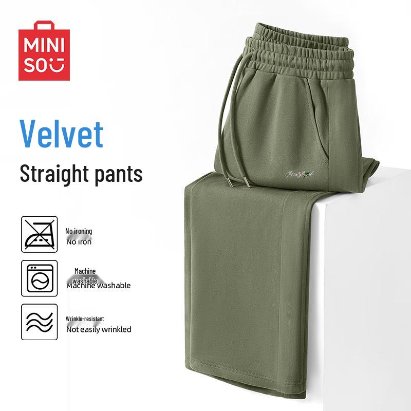 

MINISO Мужские осенне-зимние тяжелые флисовые спортивные брюки прямого кроя XL