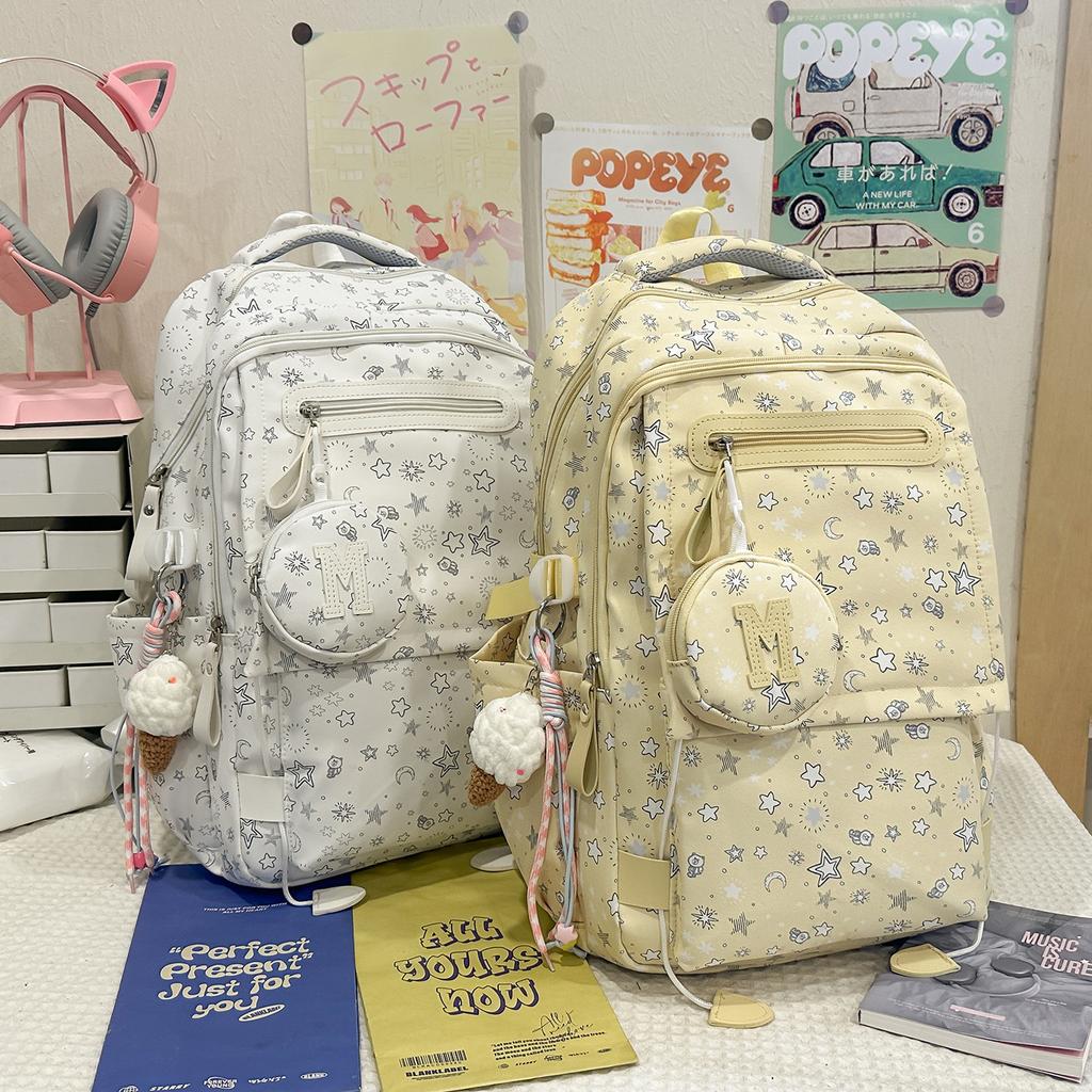 Schoolbag1011 New High-Value, High-Capacity Backpack for Middle School Girls, High School Girls, and High School Students with Star Print Backpack