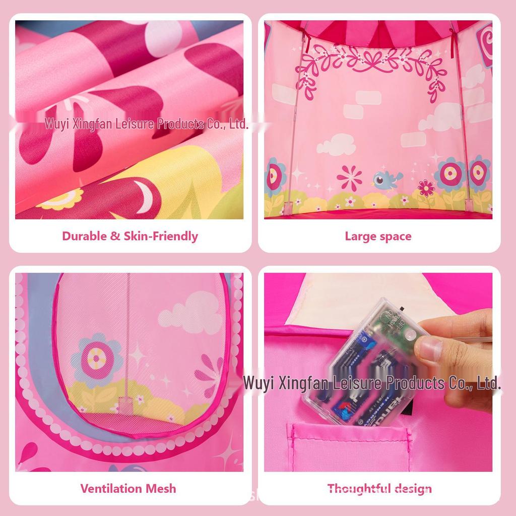 Pink Princess Castle Play Tent for Kids - Indoor Yurt Playhouse