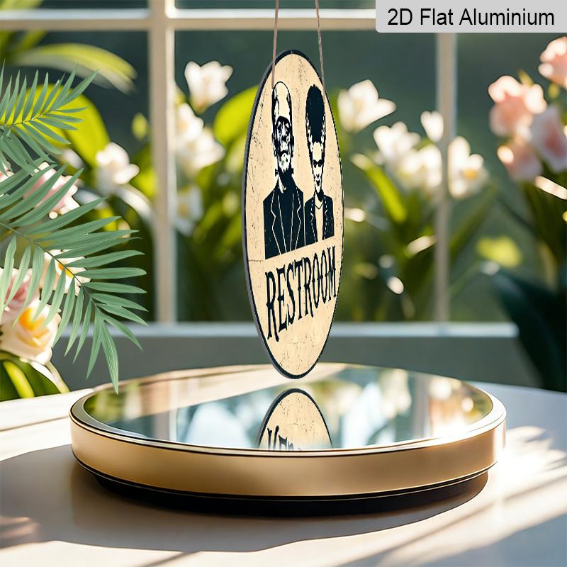 2D Flat, 1pc Frankenstein's Monster RESTROOM Metal Wall Sign - 7.87inch Round Bathroom Decor with Pre-Drilled Holes, Vintage Humorous Design for