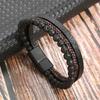 Pulsera de Cuero para Hombre Clásica Estilo Nuevo Tejida a Mano Combinación Multicapa Accesorio Moda Joyería para Hombre Venta al por Mayor Dropshipping