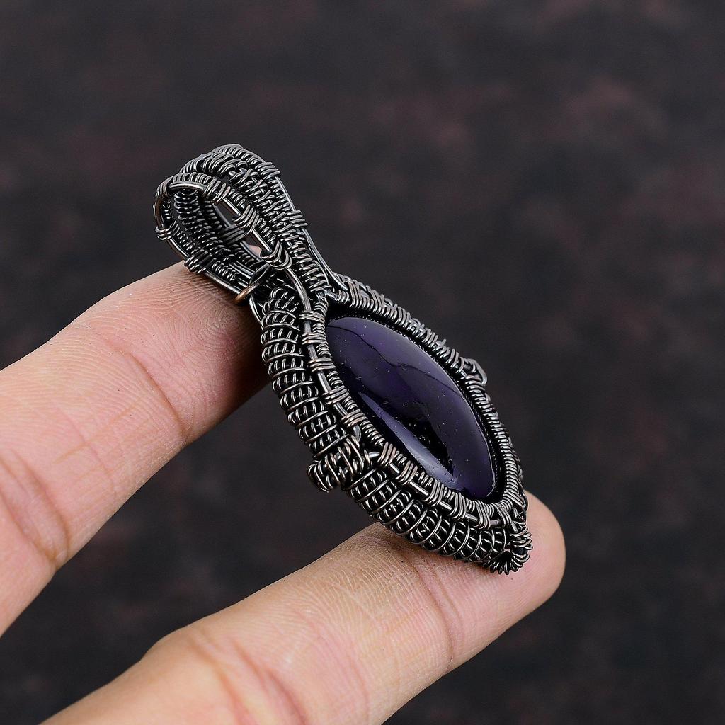 Pendentif en labradorite de feu violet Pendentif enveloppé de fil de cuivre Bijoux faits à la main Pendentif en pierre précieuse Pendentif en fil de cuivre pour bijoux Pendentif pour cadeaux