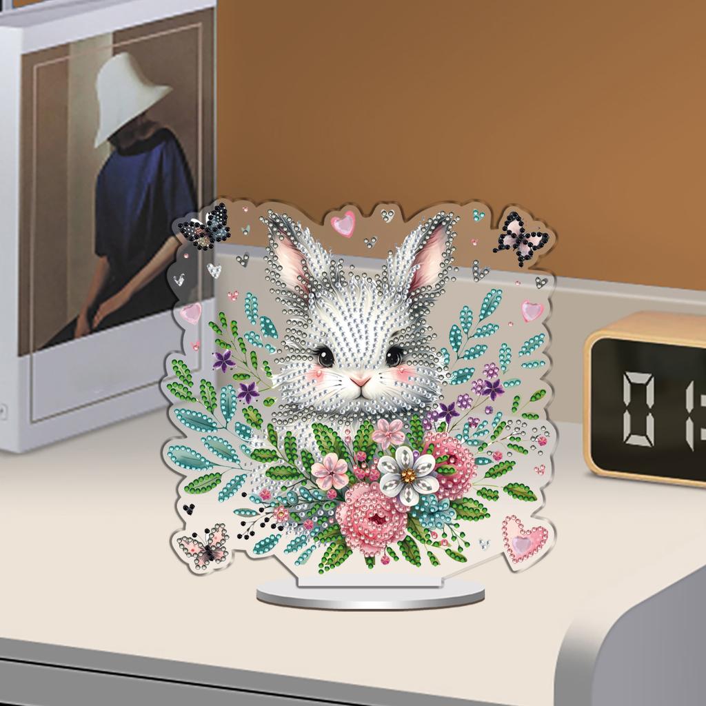 2D Flat Print Animal DIY Diamond Painting Tabletop Ornaments Kit Double Sided Diamond Art Tabletop Decorations Home Office Decor