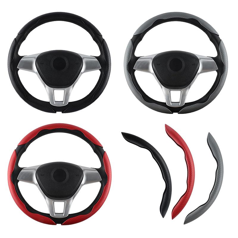 3Pcs Car Carbon Fiber Anti-Skid Steering Wheel Cover Non-Slip Auto Wheel Booster Cover Car Interior Accessories