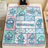 1PC Sanrio Puzzle Print Flannel Blanket, High quality All Seasons, Home Decor, Warmth and Comfort, Perfect for Christmas Gifts