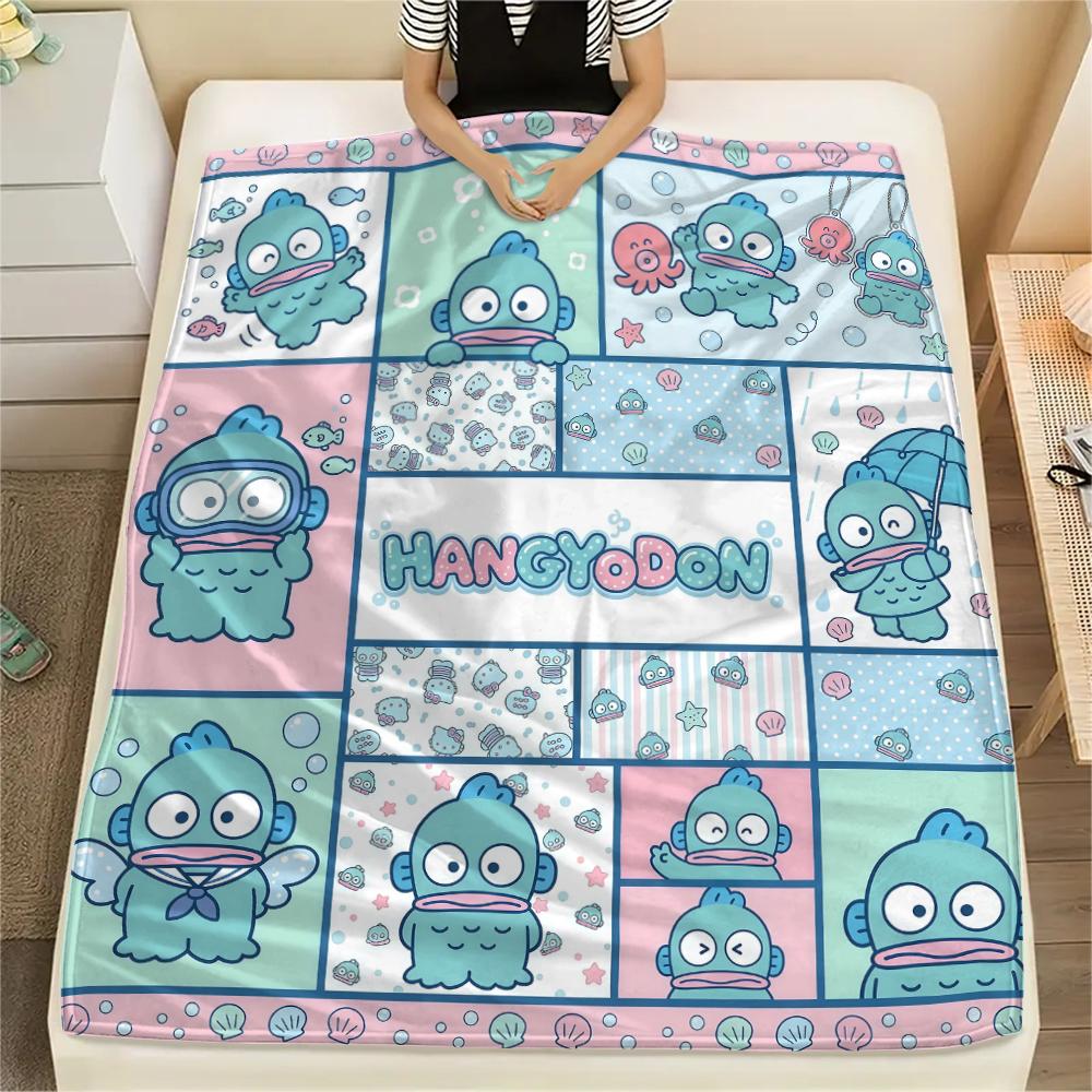1PC Sanrio Puzzle Print Flannel Blanket, High quality All Seasons, Home Decor, Warmth and Comfort, Perfect for Christmas Gifts