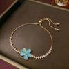 European & American Women's Zircon Flower Necklace & Rotatable Pendant Earrings Set