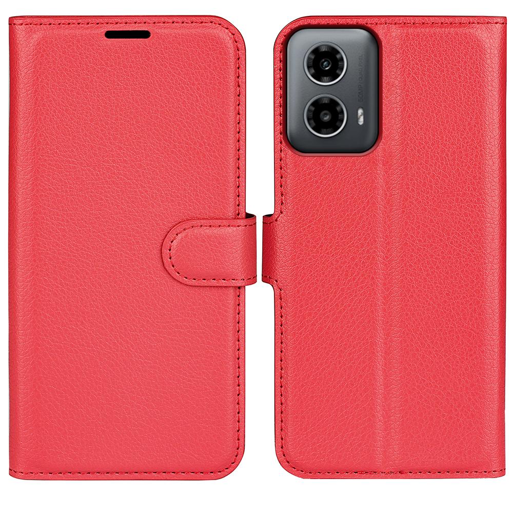 For Motorola Moto G45 5G/G34 5G Case Folio Stand View Leather Phone Cover Litchi Texture