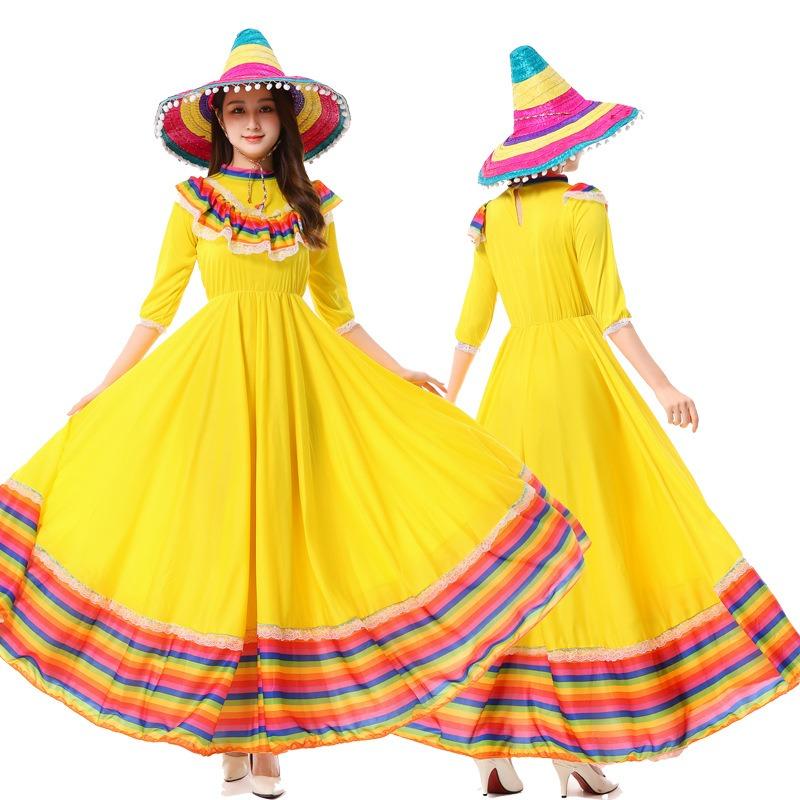 Halloween Traditional Style Adult Children Large Skirt Skirt Grid Dress Costume