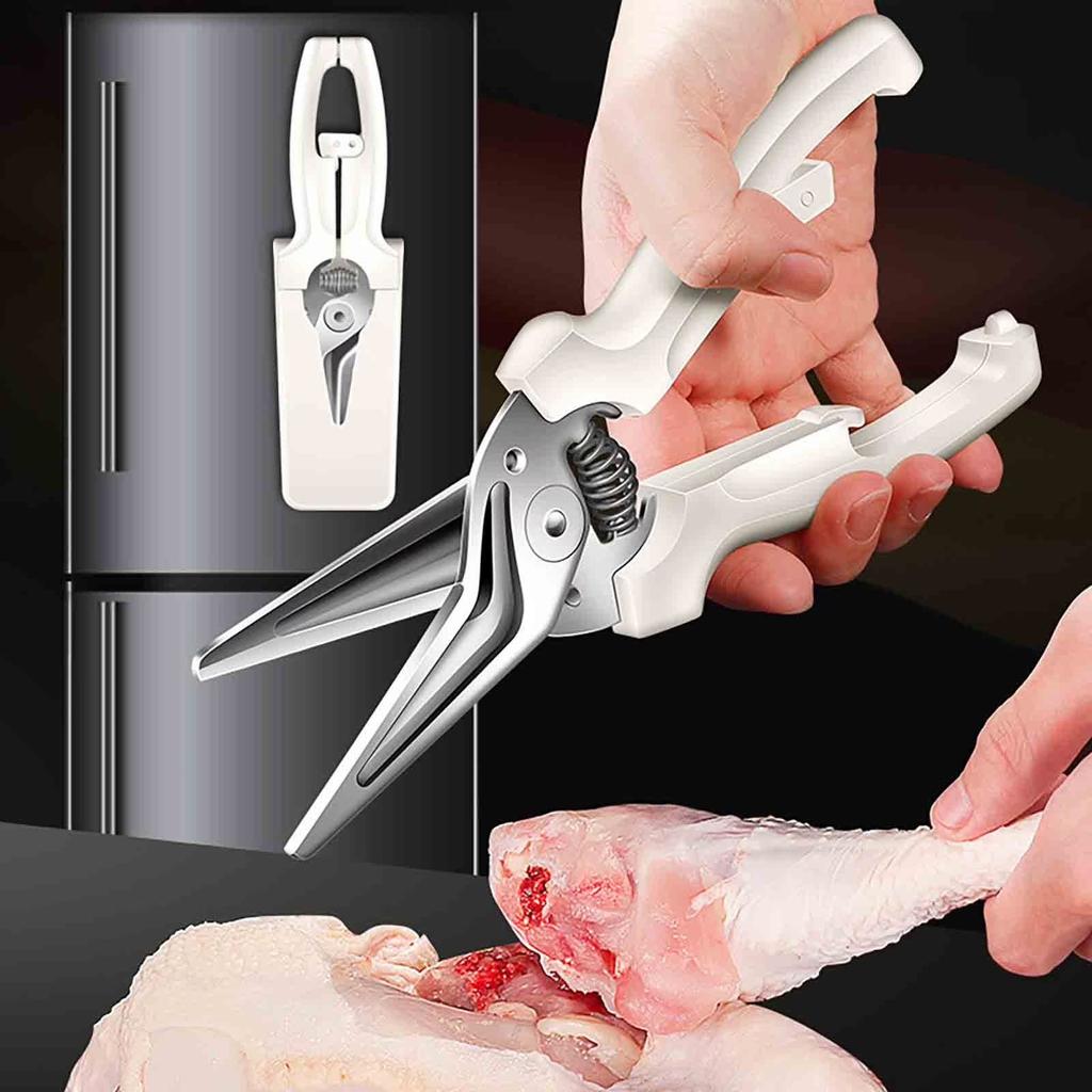 Multifunktionale Küchenschere – Hochleistungs-Geflügelschere mit Feder und magnetischer Aufbewahrung, selbstschärfende Klingen, rutschfester Griff für Fleisch, Kräuter, Kochen