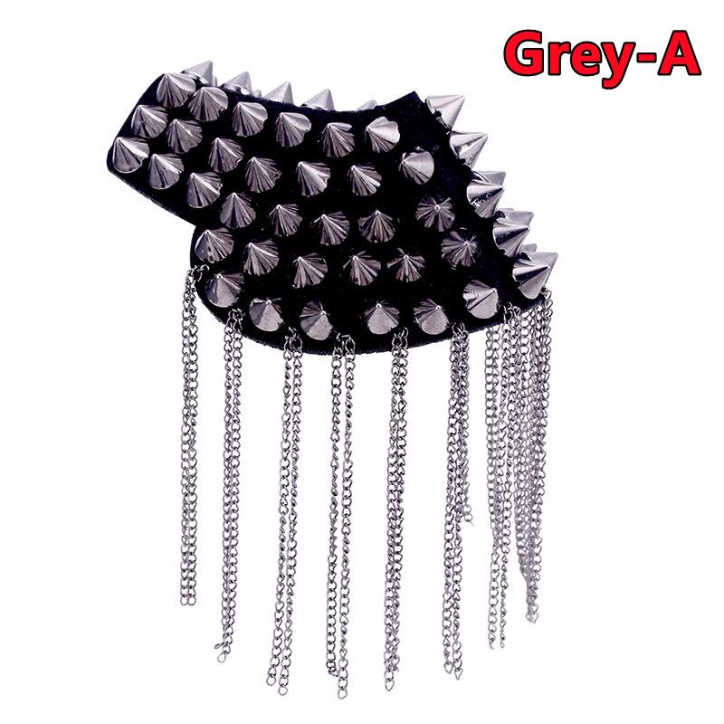 2PCS Jacket Vintage Brooch Accessories Club Tassel Chain Epaulette Rivet Shoulder Badges Pin Style Fashion Evening Party Decors