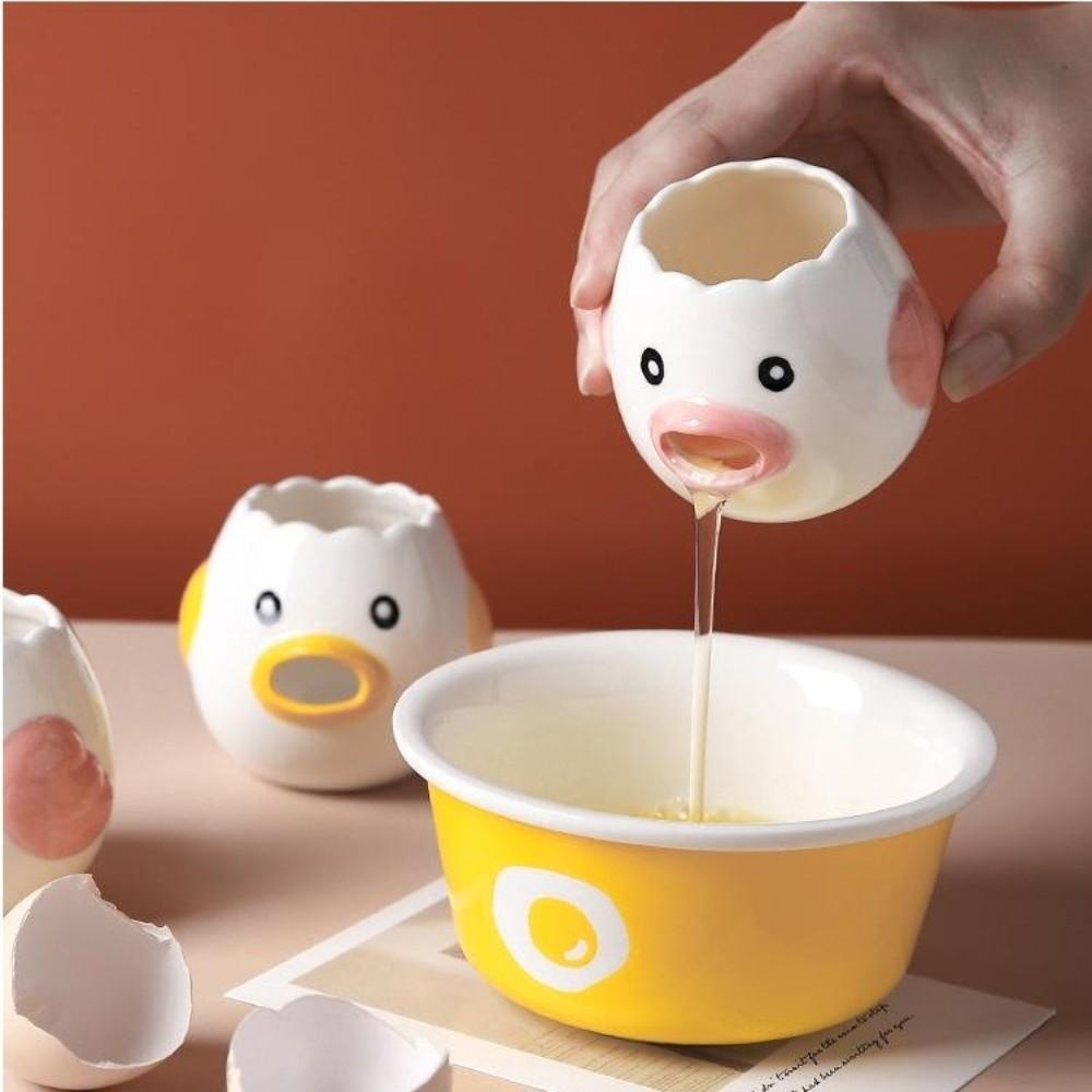 Ceramic Egg White Separator Easy Separation Cartoon Egg Yolk Separator Kitchen Accessories Efficient Egg Liquid Filter
