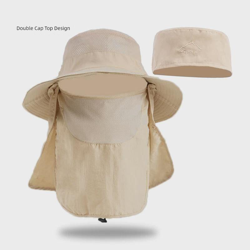 

9216 Шляпа Мужская Летняя Уличная Солнцезащитная Шляпа Защита Лица Шляпа Ведро Женская Шляпа с Большими Полями Рыбалка Пеший Туризм Солнцезащитная Шляпа Beige