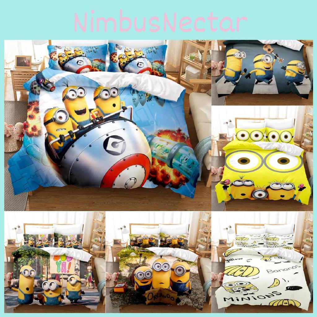 Minions Duvet Anime Cover Set Comforte Printed Cartoon Twin Bedding Christmas