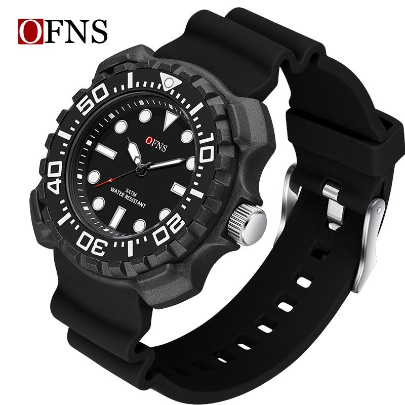 OFNS Quartz Luminous Silicone Strap Waterproof Sports Watch - Unisex Trendy & Simple Design