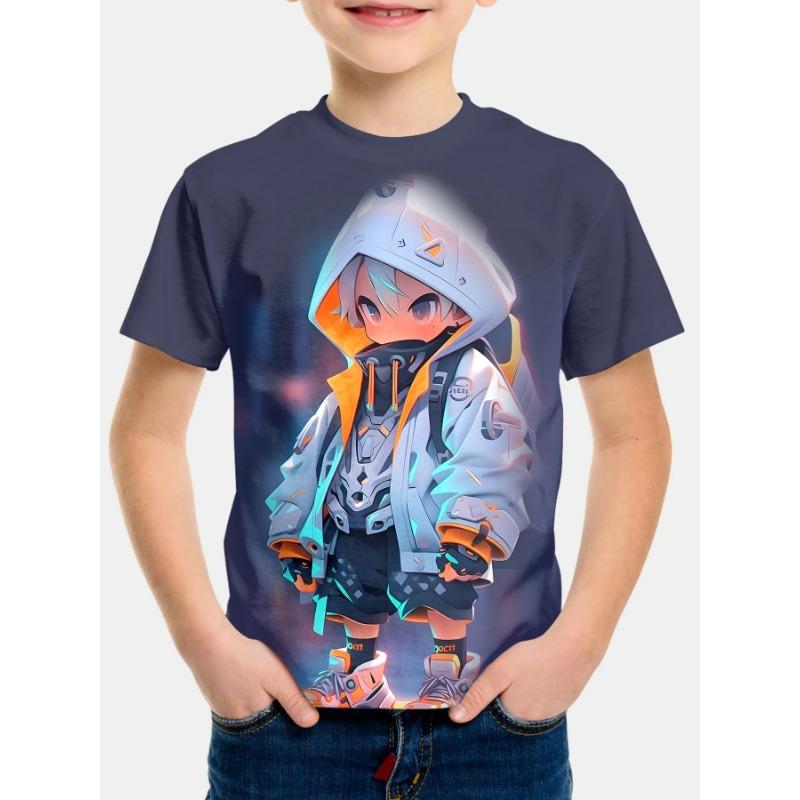 Letní móda Chlapecký trend 3D digitální potisk Tričko Cool Vícebarevné Dětské oblečení pro chlapce 2 až 9 let Dětský top ve stylu anime