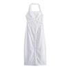 Zazb Summer New Women's Clothing Fashion Style Hanging Collar Trench Coat Fabric Midi Skirt Dress 2743005 043