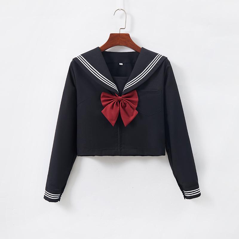 Black Three-Piece JK Uniform Skirt Set: Long-Sleeved Japanese Style Sweet Academy Outfit