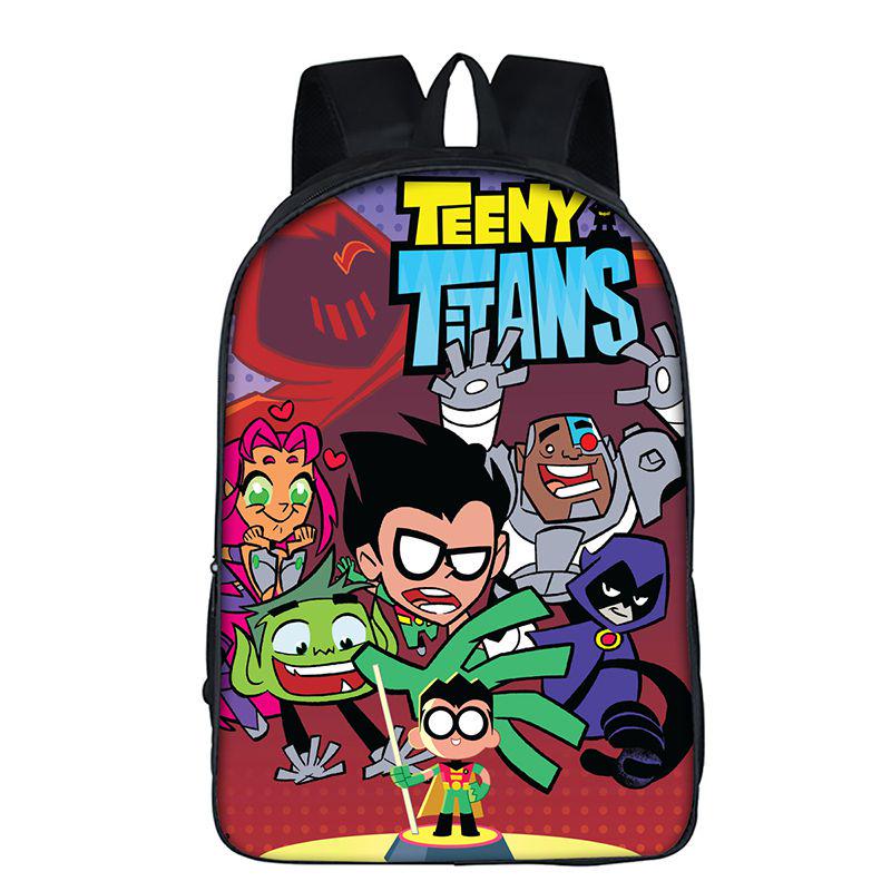 Teen Titans Go Kids Cartoon Backpack With Large Capacity And Smooth Zipper