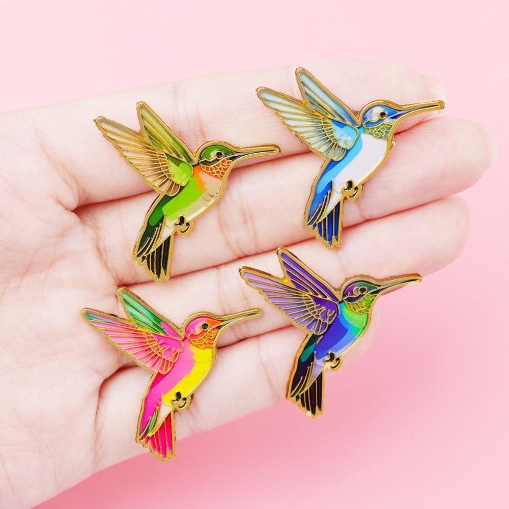 Animal Bird Badge Pin Light Luxury Bird Metal Pin Delicate Hummingbird Enamel Brooch  Gifts