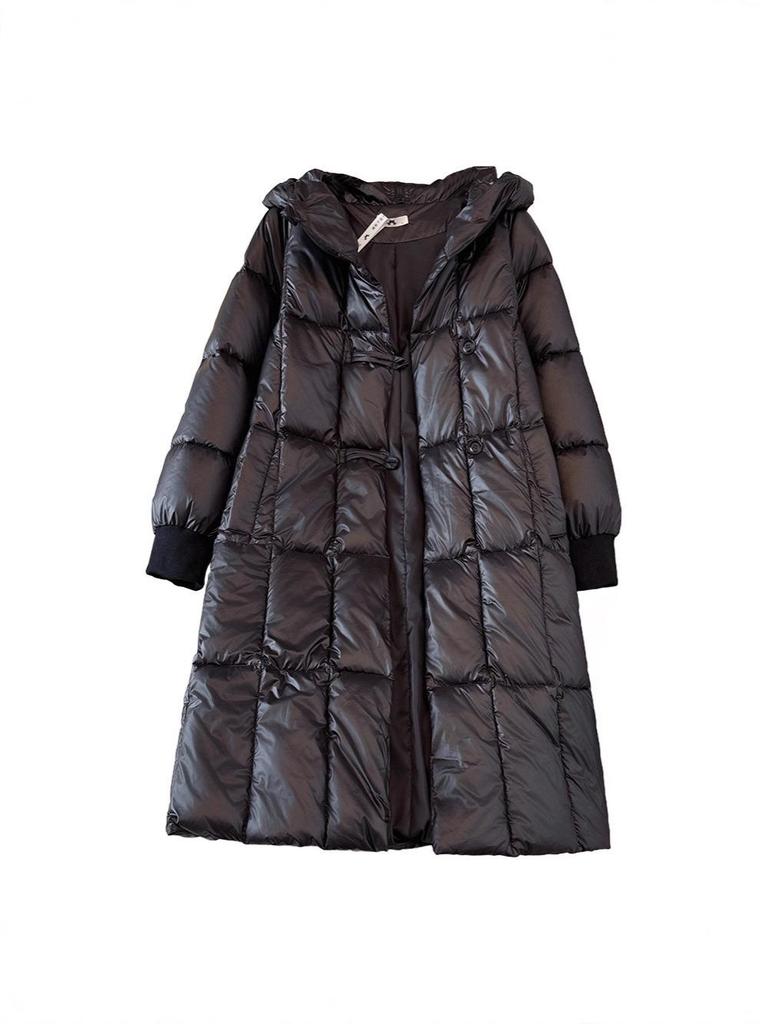 Winter 2025 Plus Size Women's Knee-Length Cotton Hooded Coat