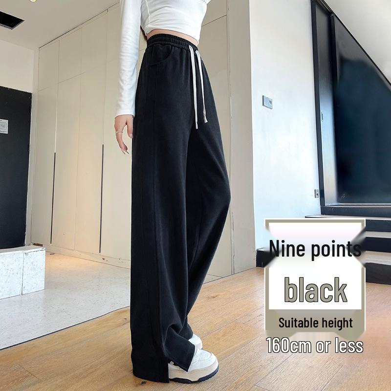 

Белые шенилловые брюки широкого кроя с высокой посадкой для женщин - 2025 Весна/Осень Повседневные с разрезом Банановый стиль Large