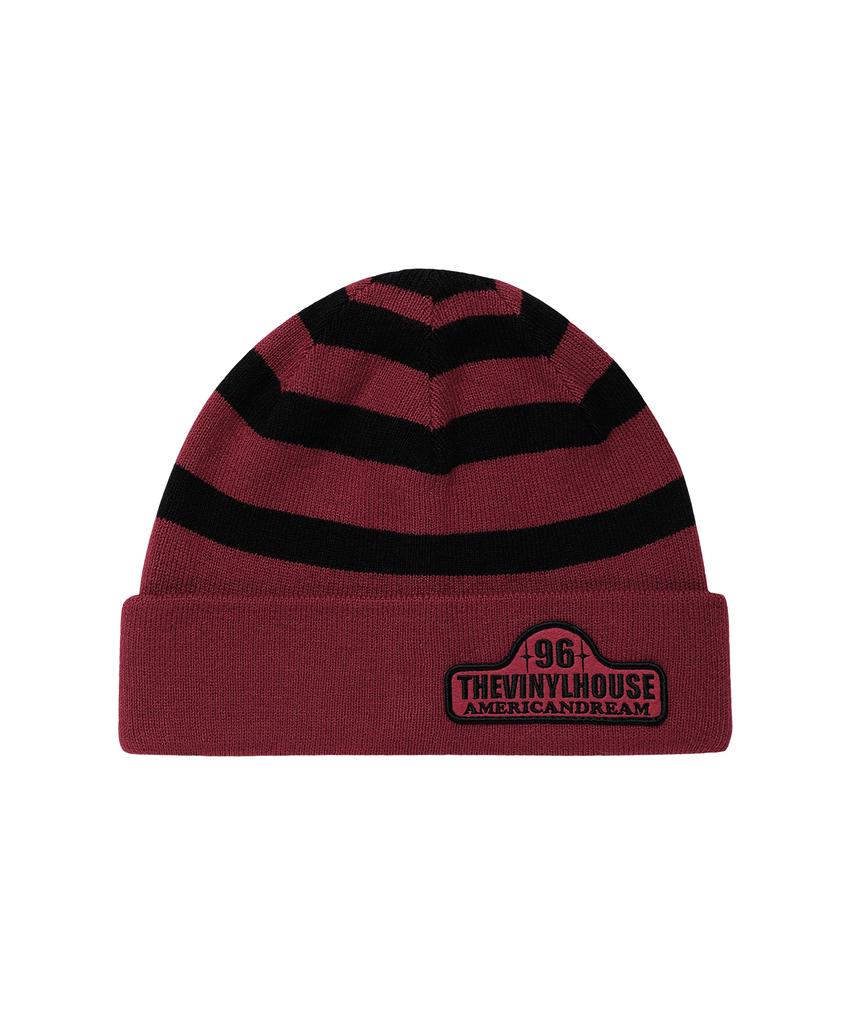 THEVINYLHOUSE Wappen Stripe Beanie Red