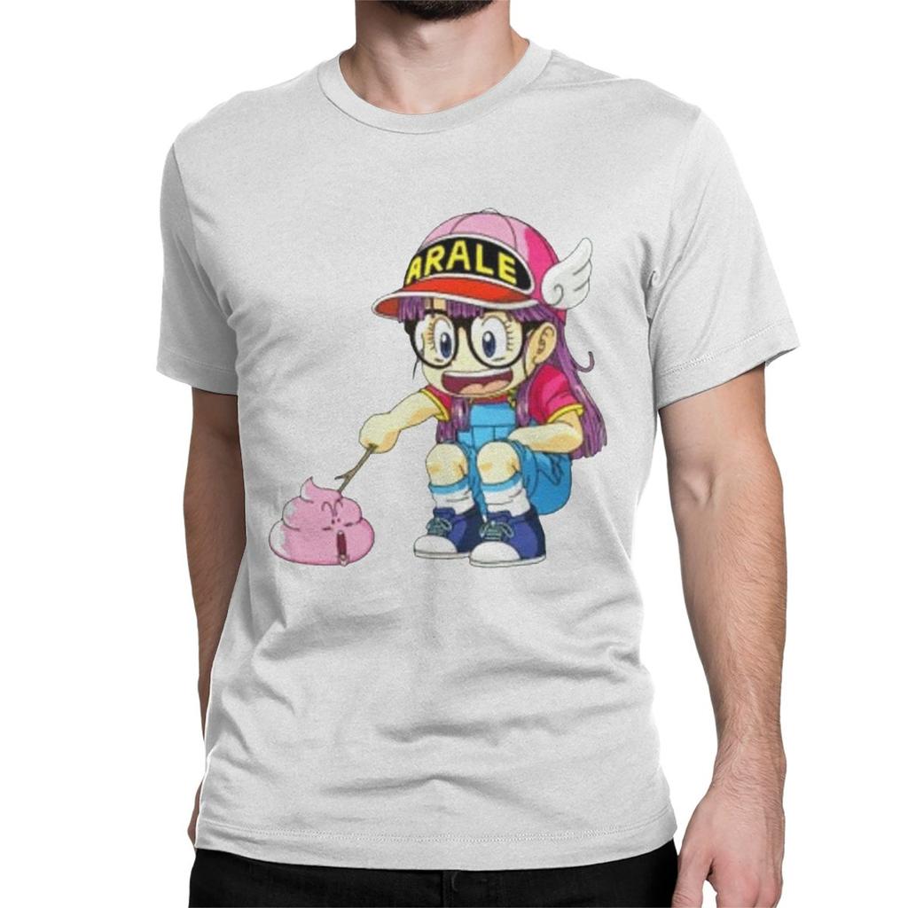 Arale Poking Poop Dr Slump T Shirts Men Women's Cotton Vintage T-Shirt Unchi-kun Anime Tee Shirt Short Sleeve Graphic Printed