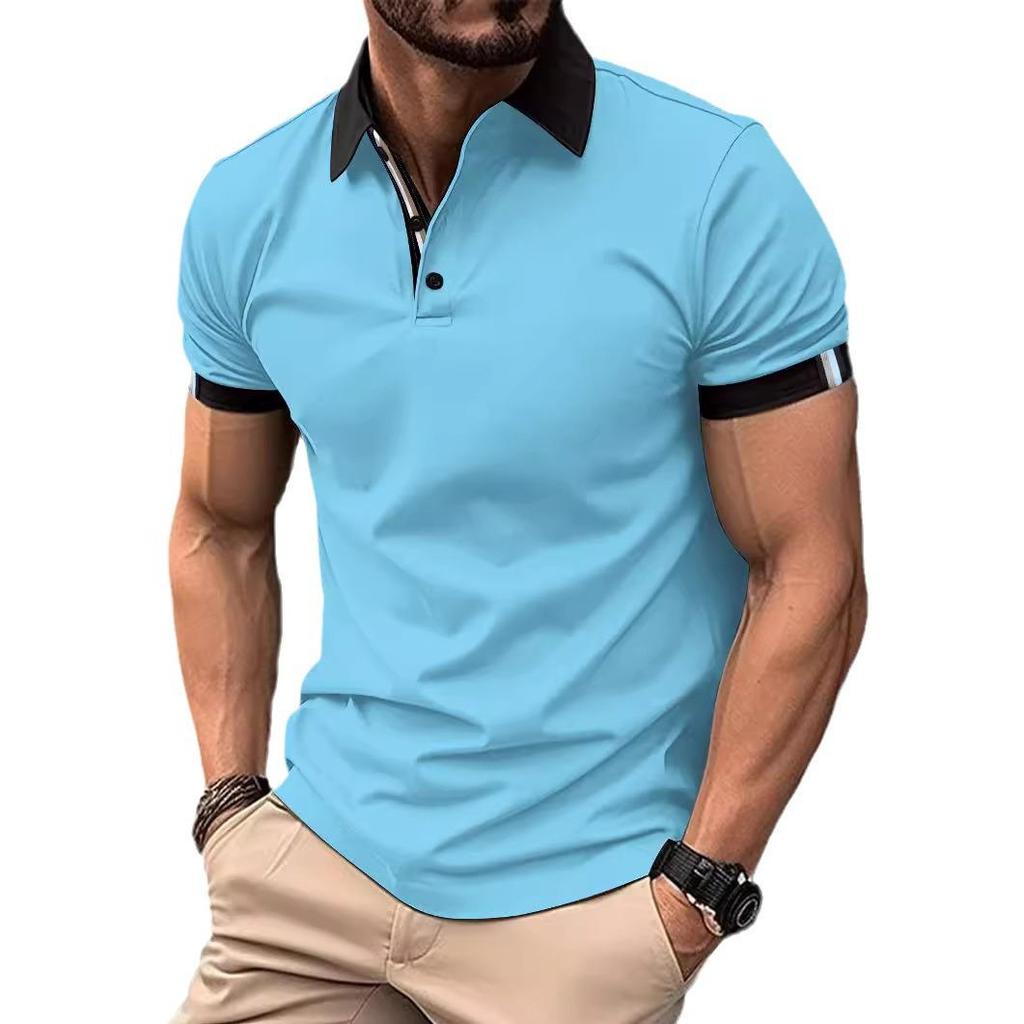 2024 Spring Men's Solid Color Short-Sleeve Polo Shirt