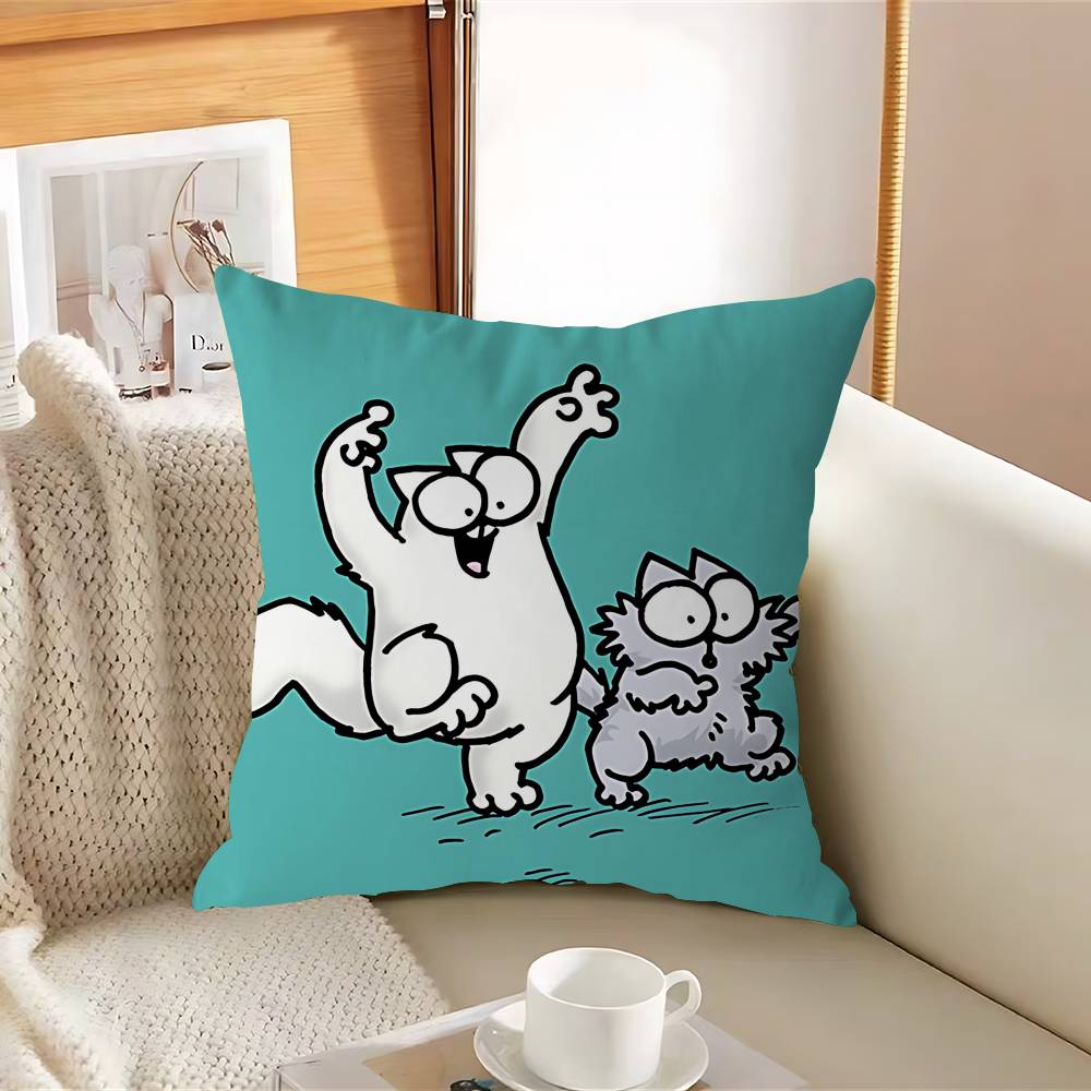S-Simons Cartoon C-Cat Cushion Cover Inches Farmhouse Decor Home Throw Pillow Covers For Couch Decorations