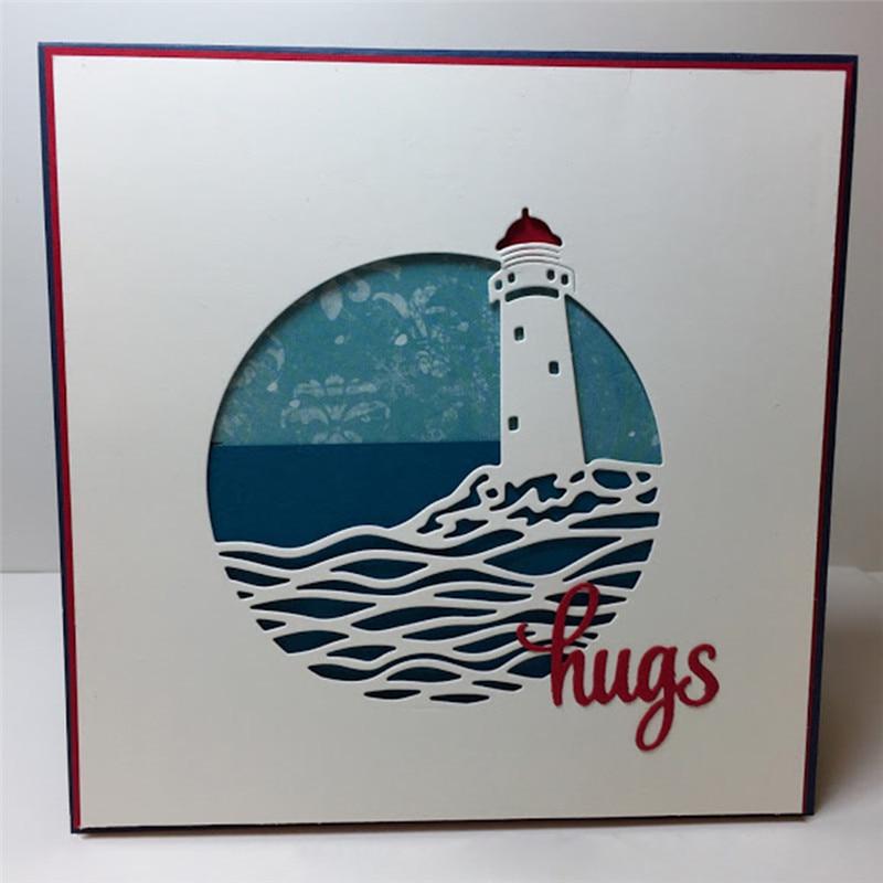 Metall-Stanzformen zum Basteln, Hintergrund, Rahmen, gestanzt, Scrapbooking für die Kartengestaltung, Meeres-Leuchtturm-Album