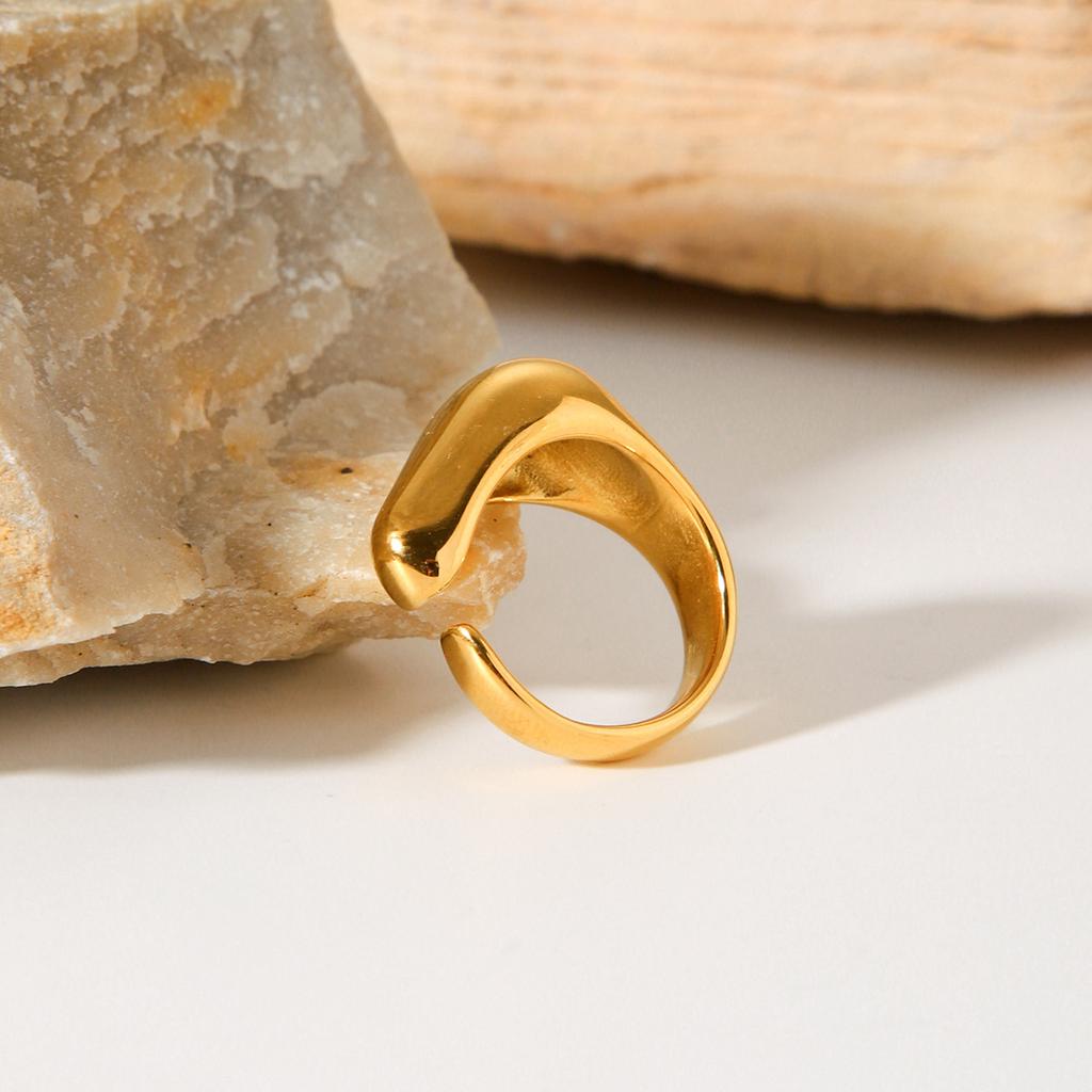 Titanium steel ring, unique exaggerated stainless steel cast ring, vacuum electroplated open ring, fade-resistant