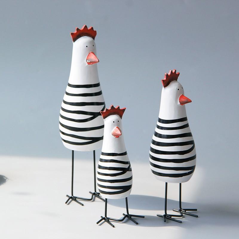 3 Pezzi Ornamenti di Pollo in Legno per Decorazione Casa Camera da Letto, Artigianato Fatto a Mano, Accessori Creativi per Scrivania Ufficio, Regali di Compleanno