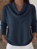 V-neck Waffle Knit Solid Color Pullover Loose Top for Autumn/Winter 2025 Fashion