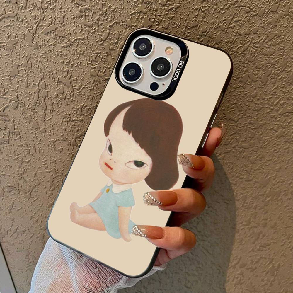 Contemporary Art Yoshitomo Nara Phone Case Color Silver Shell For LPhone 17 16 16e 15 14 13 12 11 Pro Max Plus