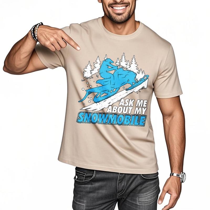 Essential Tee Rock For her Oneck tshirt Streetwear Snowmobile Rider In Winter Forest Scene Trendy For him tees Quick Dry Shirt