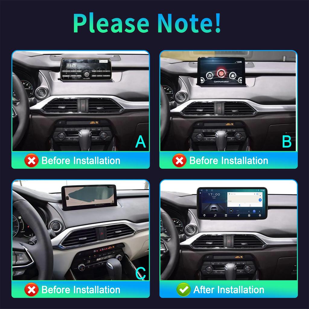12.3" For MAZDA CX-9 2016-2021 Car Radio Multimedia Video Player Screen Navigation GPS BT Android CarPlay Touch Screen  Stereo