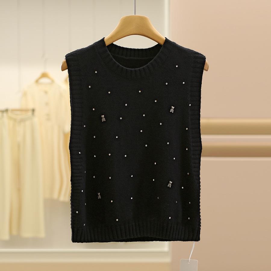 

Женский трикотажный жилет Hanfeng с 3D-медведем - Коллекция Осень 25 XXL чёрный