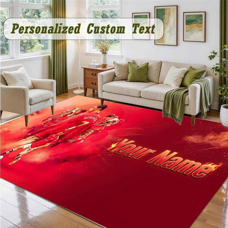 Crystal Velvet Square Rug Custom NameCristiano Ronaldo Pattern Non Slip Home Floor Decor Rug