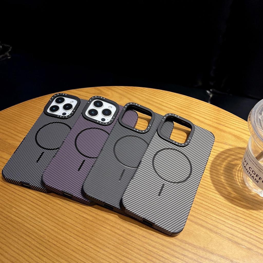 Suitable for Apple 16promax Fine Ring Magnetic Phone Case, Apple 15 Kevlar Carbon Fiber Texture 14 Anti-drop