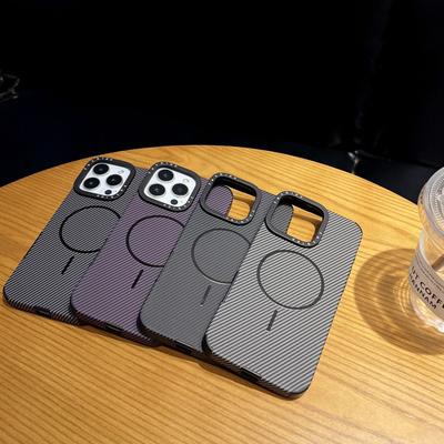 Suitable for Apple 16promax Fine Ring Magnetic Phone Case, Apple 15 Kevlar Carbon Fiber Texture 14 Anti-drop