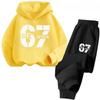 67 Hot Sale Kids Outfit 4-13Y 2Pcs Tracksuit Cartoon Teal A Brain Rot 67 Six Seven Print Children's Comfortable Sweatshirt Set