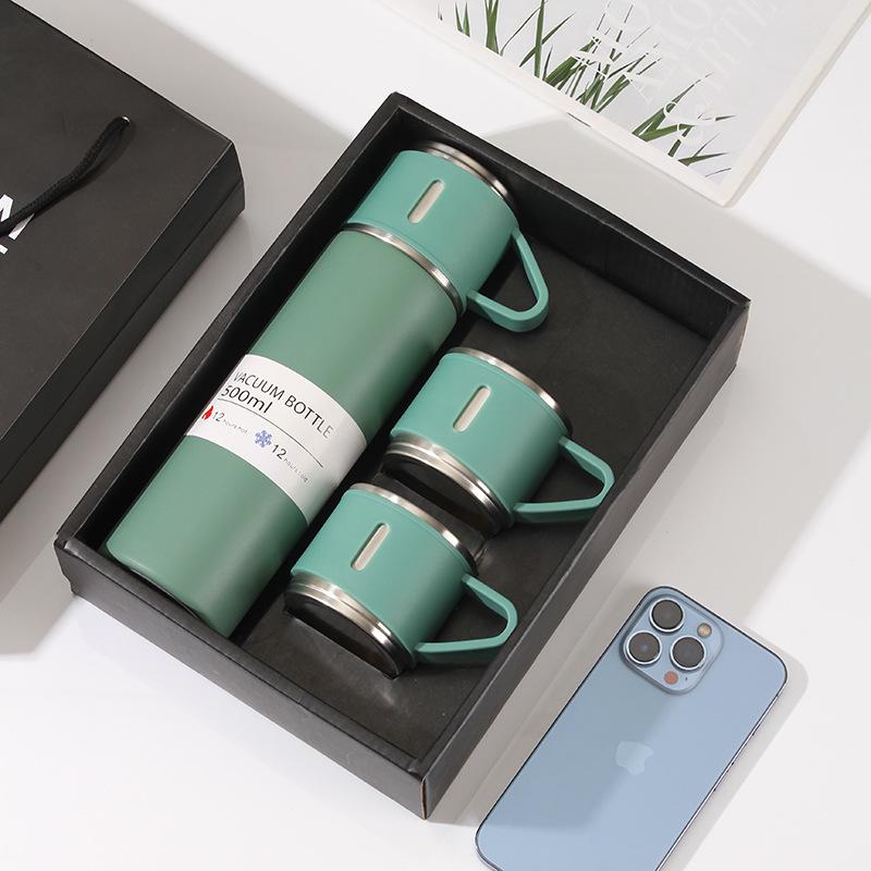 304 Stainless Steel Insulated Travel Cup Set with Three Lids - Perfect Business Gift for Men and Women