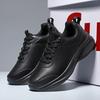 Microfiber Leather Shoes Pure Black Lightweight Sports Shoes Low-top Couple Shoes Large Size Casual Walking Running Shoes