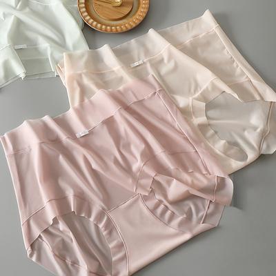 Large Size Ultra-thin Underwear for Women Knickers Breathable Ice Silk Antibacterial Crotch Mid Waist Women's Triangle Panties